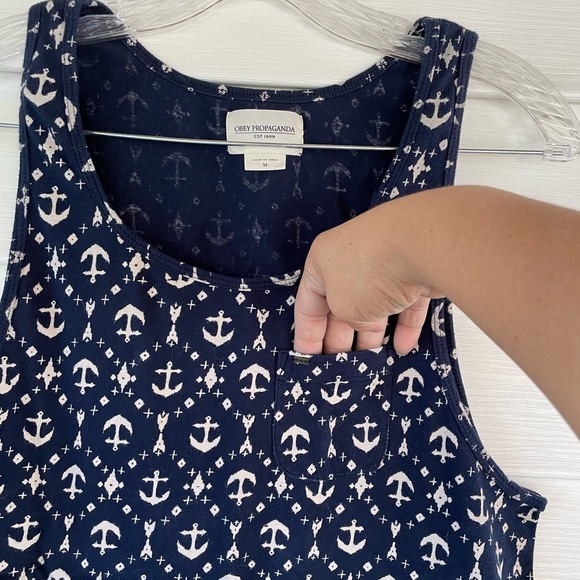 OBEY PROPAGANDA Anchor Print Tank Top Sz M - Picture 3 of 8